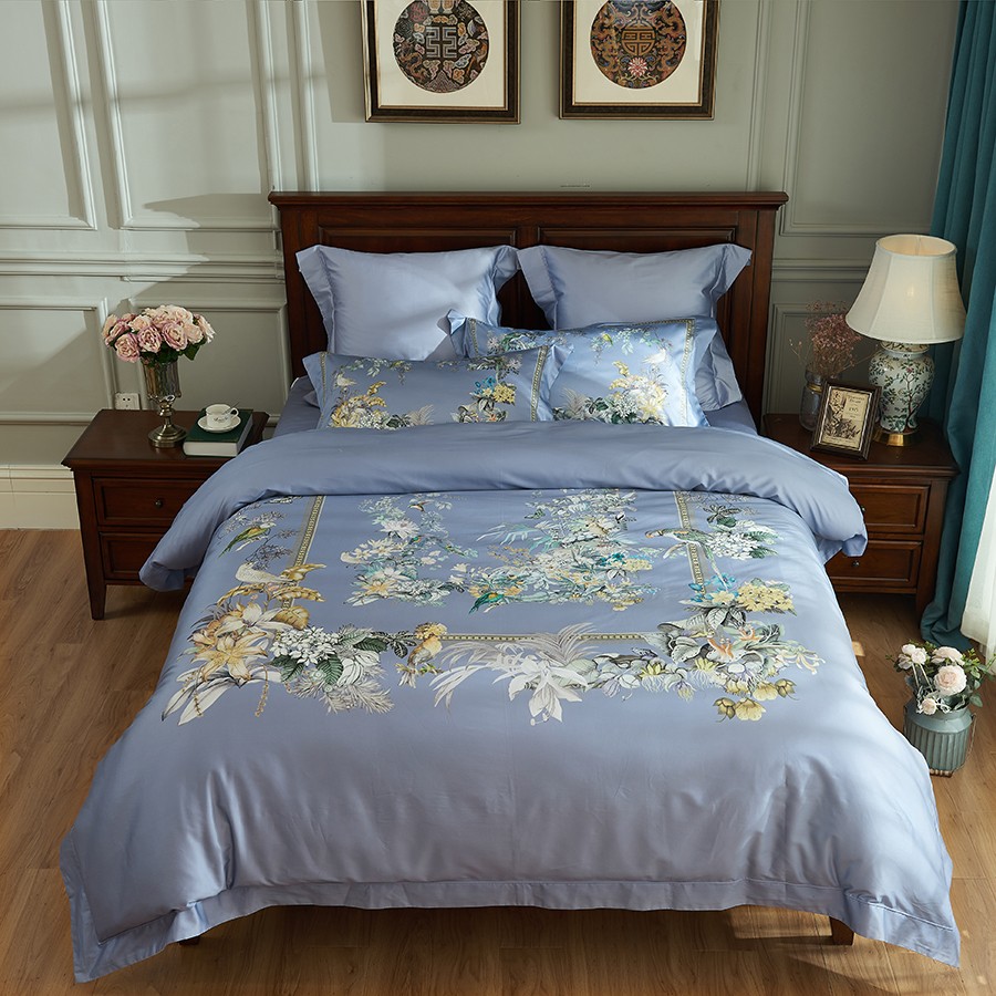 床上用品 純棉四件套 蕾絲工藝 數(shù)碼印花系列 紫玉靈兮