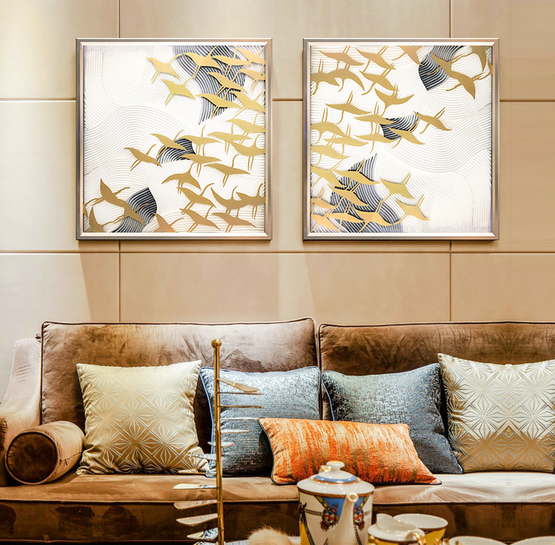 新品輕奢玄關(guān)掛畫 實物畫 客廳樣板房裝飾畫 方形純手繪油畫 歸去來兮