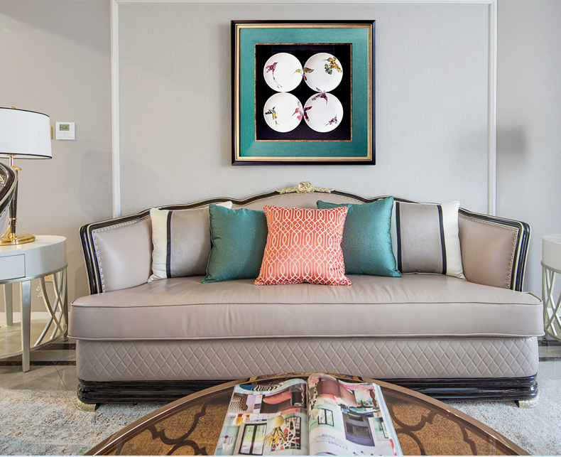 設(shè)計(jì)師樣板間實(shí)物盤(pán)子畫(huà) 現(xiàn)代輕奢餐廳玄關(guān)立體掛畫(huà) 錦瓷