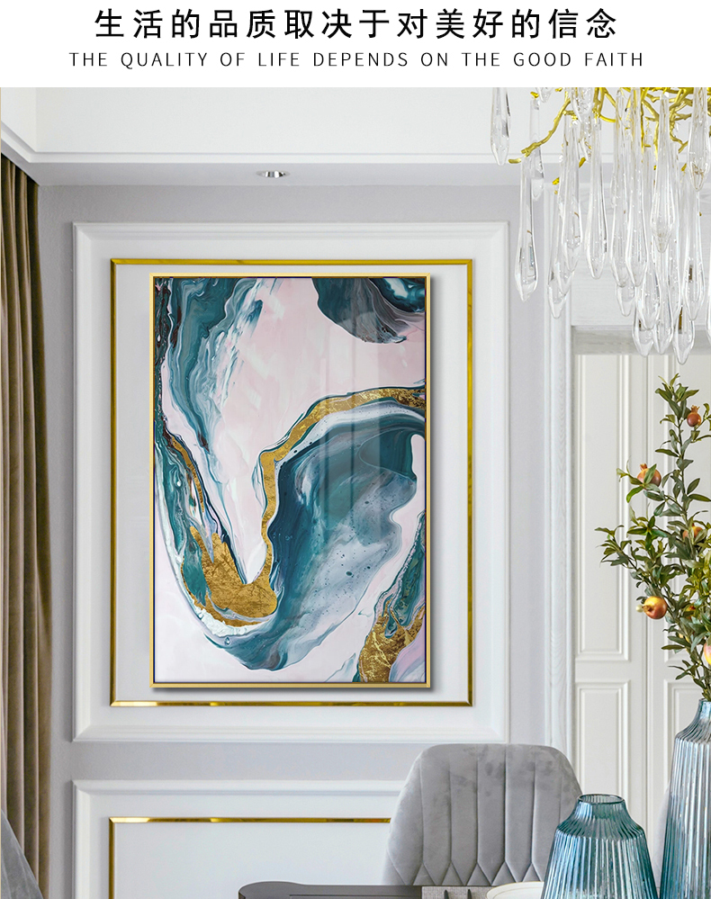 現(xiàn)代簡約掛畫玄關裝飾畫 抽象線條畫 輕奢客廳沙發(fā)壁畫 金屬框兩聯(lián)畫 