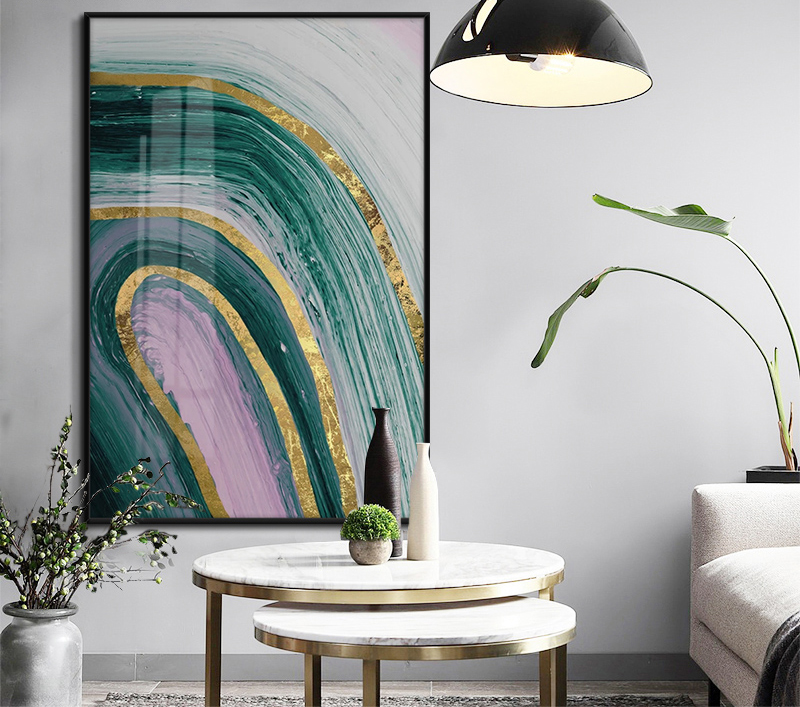 現(xiàn)代簡約掛畫玄關裝飾畫 抽象線條畫 輕奢客廳沙發(fā)壁畫 金屬框兩聯(lián)畫 