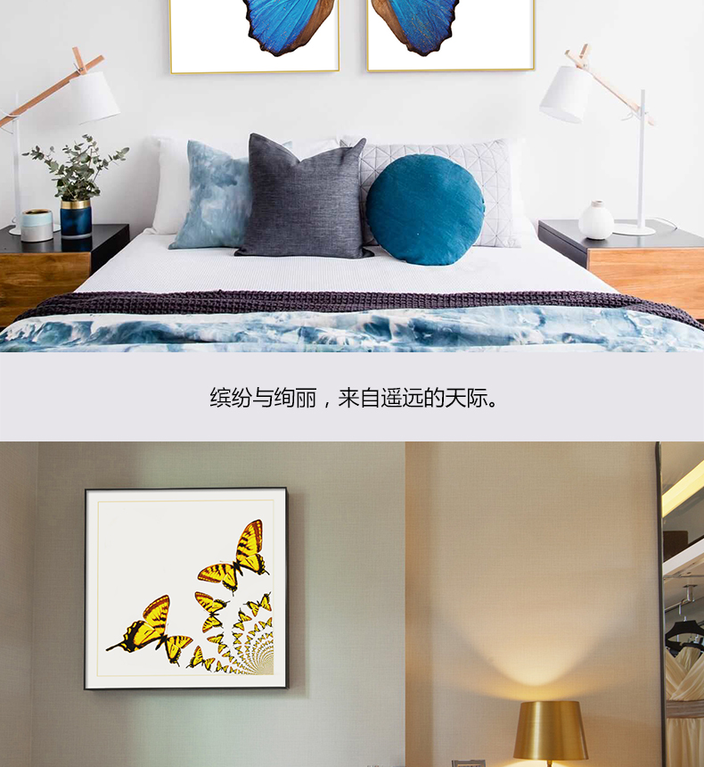 現(xiàn)代輕奢簡(jiǎn)歐動(dòng)物裝飾畫(huà) 餐廳蝴蝶標(biāo)本鋁合金框晶瓷畫(huà) 純手繪油畫(huà) 蝶舞