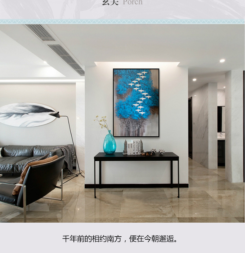 現(xiàn)代簡(jiǎn)約抽象畫(huà) 客廳掛畫(huà)臥室藝術(shù)裝飾畫(huà) 手繪油畫(huà)  白雁過(guò)林