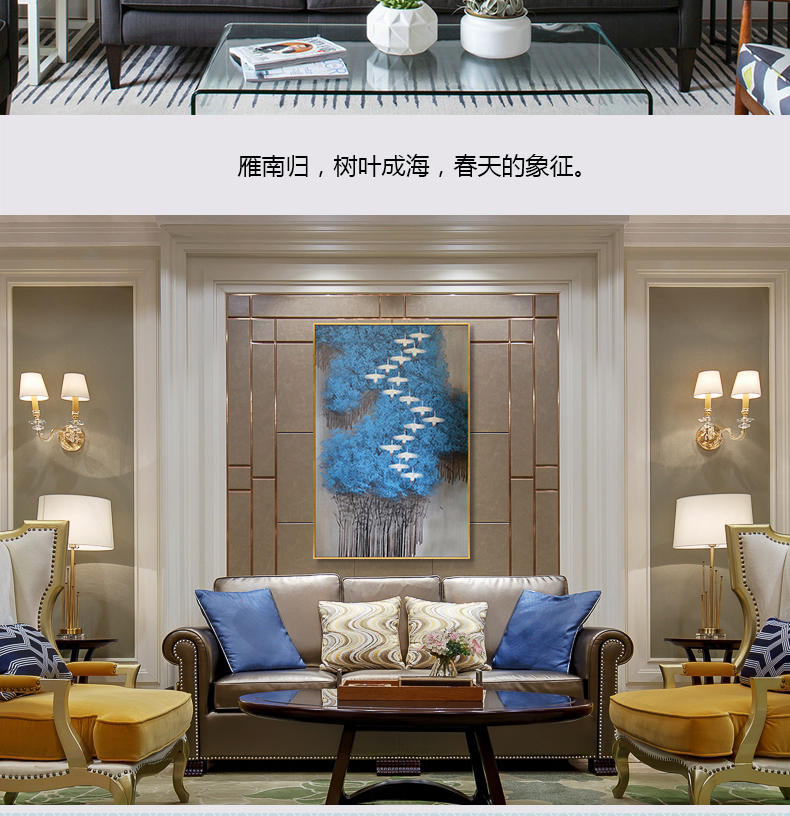 現(xiàn)代簡(jiǎn)約抽象畫(huà) 客廳掛畫(huà)臥室藝術(shù)裝飾畫(huà) 手繪油畫(huà)  白雁過(guò)林