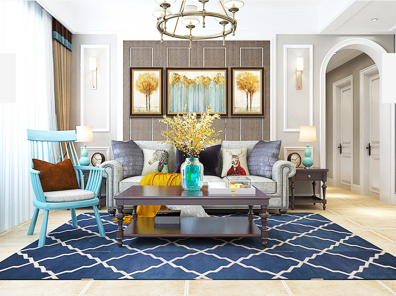 純手繪客廳三聯(lián)裝飾畫沙發(fā)背景墻輕奢植物掛畫  跳舞的星星