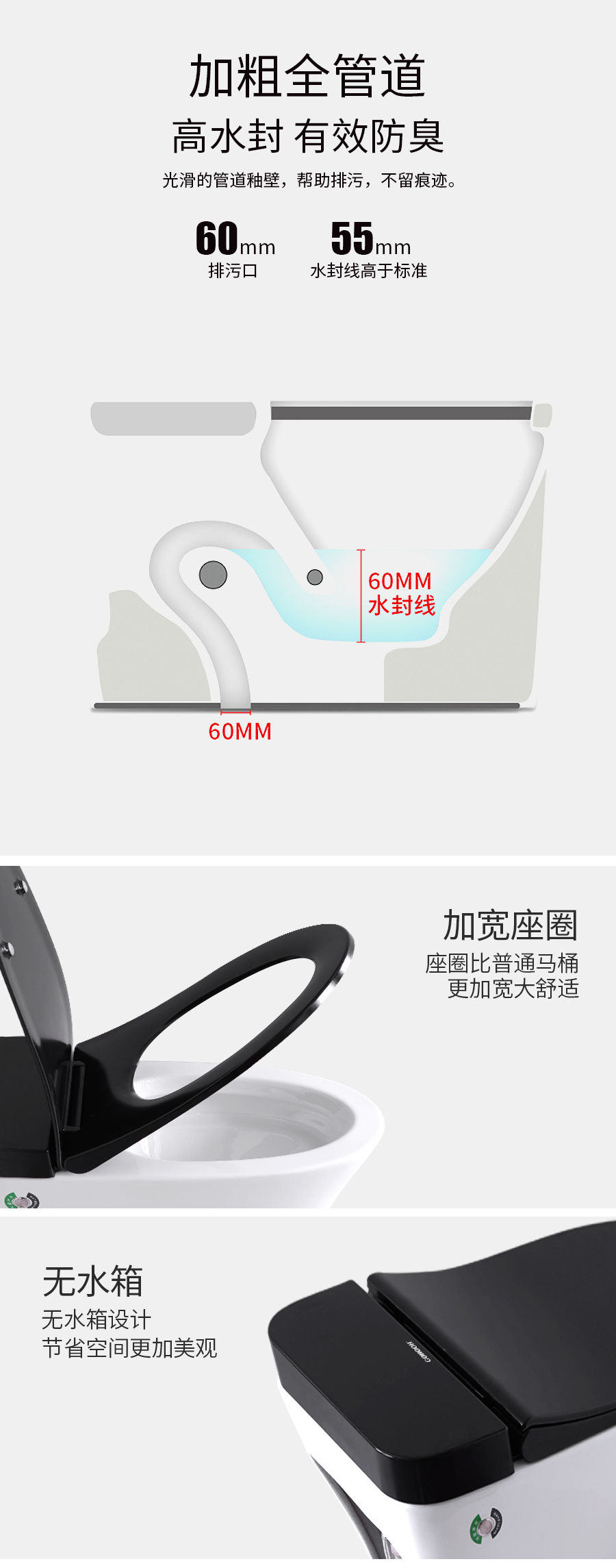 GOHGOH 家用衛(wèi)生間陶瓷坐便器 即熱式脈沖馬桶 一體式座便節(jié)水防臭馬桶2001